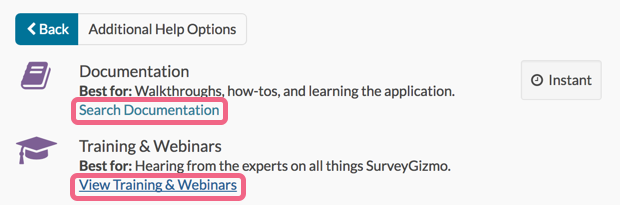 Search Documentation or View Training & Webinars